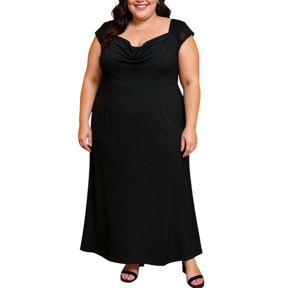Unbranded Dresses & Skirts - Black Formal Evening Gown Wire V-Neck Empire Waist Tulle Sleeve Maxi Dress XXL